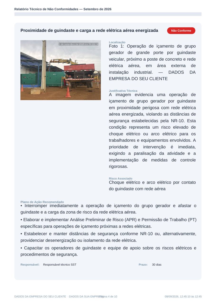 Análise foto a foto — exemplo de relatório SafeAI